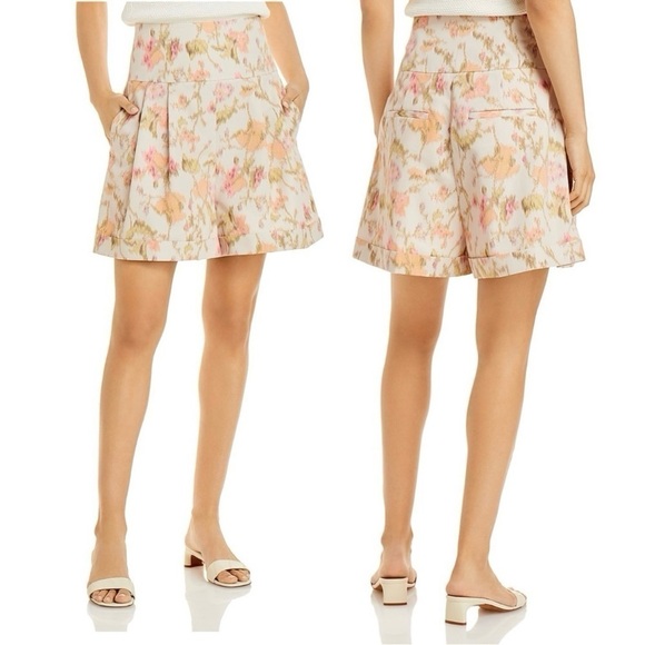 Rebecca Taylor Gloria Fleur Hollywood High-Waist Pleated Floral Print Shorts NEW - Picture 3 of 14